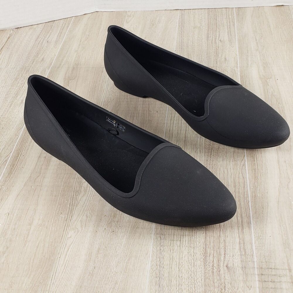 Crocs Eve Ballet Flats Womens Black Lightweight Comfort Pointed Toe Slip On US 9